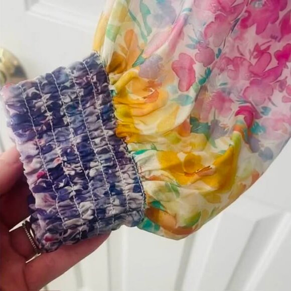 New* HALE BOB Octavia Chiffon Top Blue Multi-Color Size XL $80.00 - Picture 11 of 11